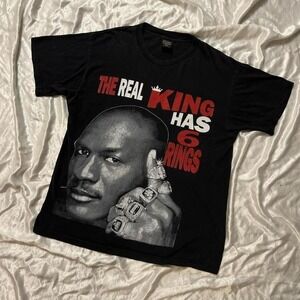 Vintage Y2K Michael Jordan "The Real King" 6 Rings T-Shirt size xl Basketball